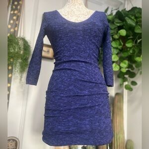 BCBG Generation Party Pull-on Women Long Sleeve Net Dress Blue purple XS/S